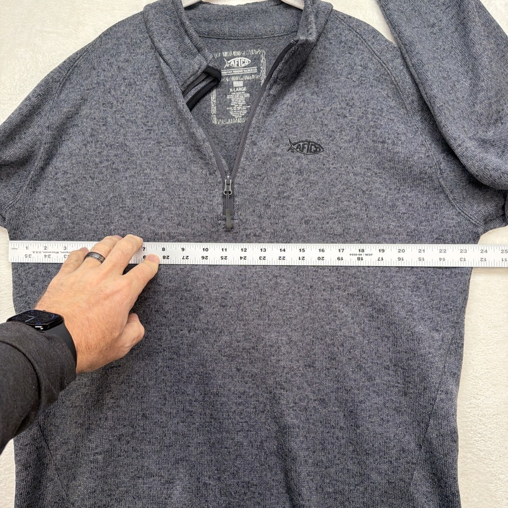 AFTCO AFTTECH Quarter Zip Pullover Mens XL Gray Heather Fishing Long Sleeve - Picture 5 of 8